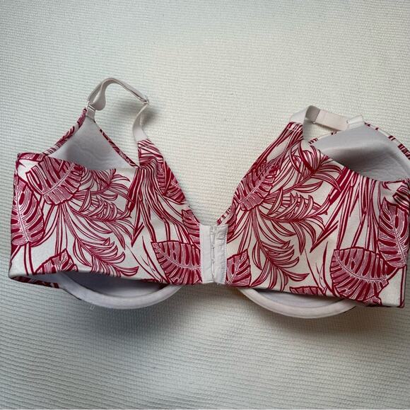 Cacique 44DDD Lightly Lined Full Coverage Invisible Backsmoother Pink Floral Bra - Picture 2 of 8